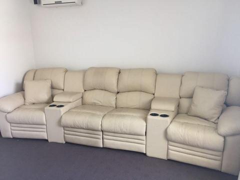 Four seater home theatre leather recliners