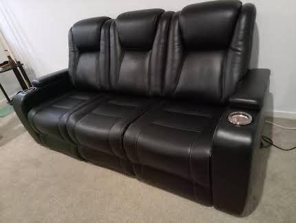 Brand New Millennia Black 3 Seater Electric Lounge with lights