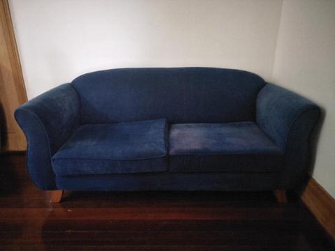 Blue Velvet Two Seater Sofa Couch