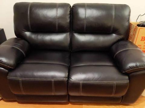 Black Bonded Leather Two Seat Lounge With Electric Recliners