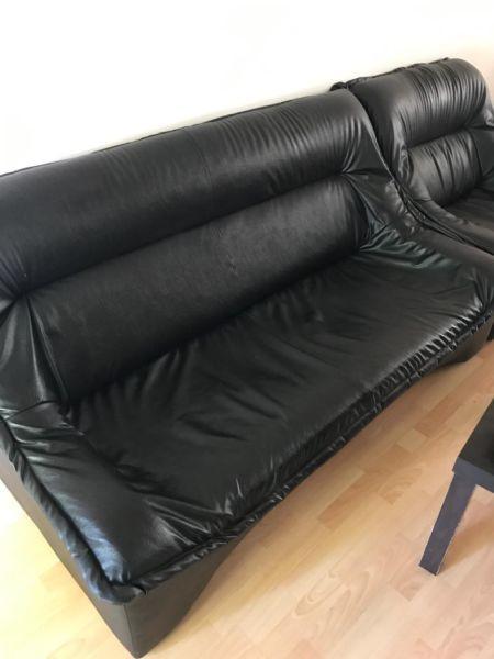 Pure Black Leather Sofa