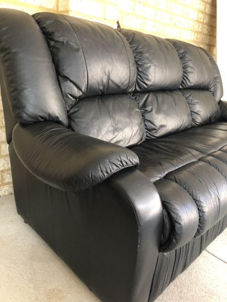 3 Seater Leather Couch & 2 matching Leather Recliners