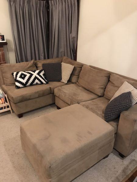 Microsuede couch with ottoman