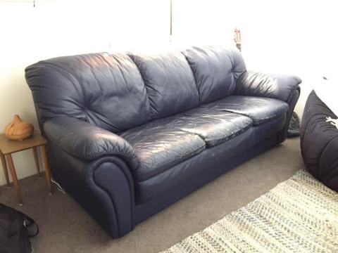 Leather sofa blue