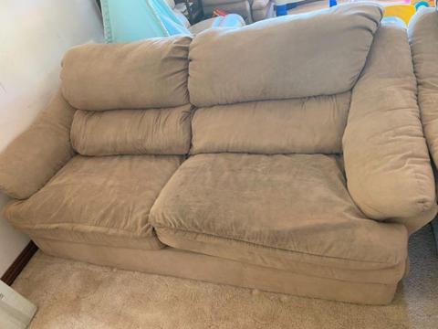 Suede beige lounge / sofa set of 3
