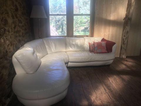 Classical white leather couch