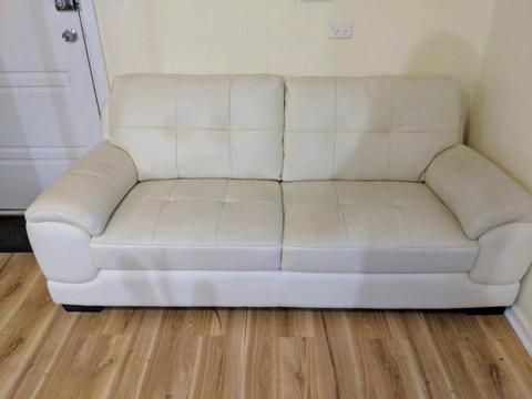 Cream white leather sofa (good condition)