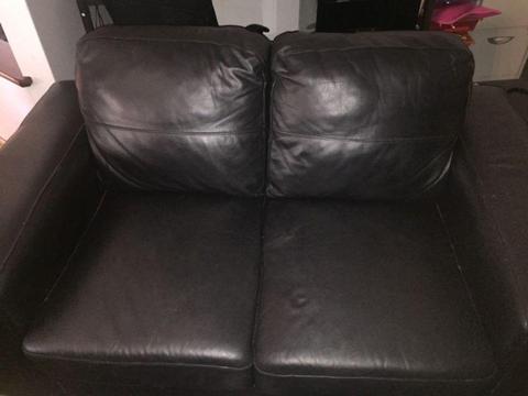 Black faux leather 2 seater couch
