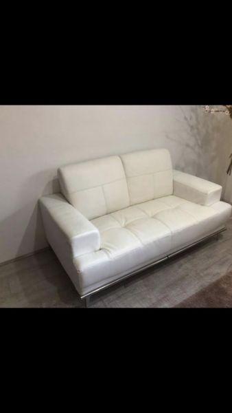 White leather couch - 2 seater & 3 seater