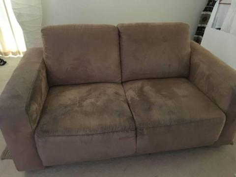 Two-Seater Suede Brown Couch