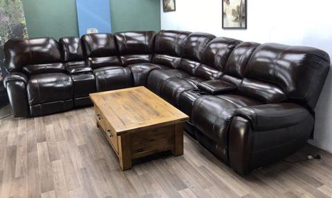 Genuine Leather lounge with electric recliners