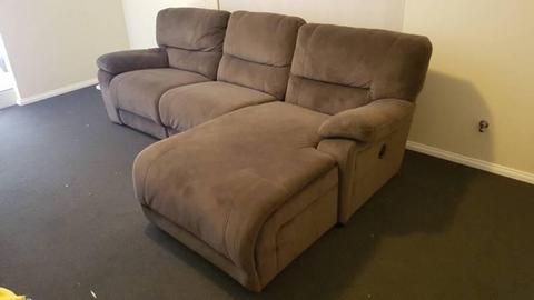 3 piece reclining couch with chase and fold out leg rests