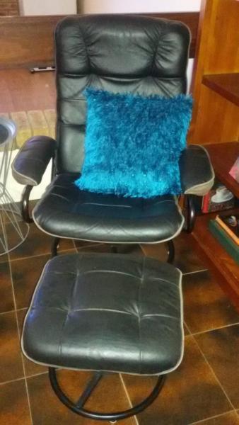 Leather seat with foot stool, Good condition, 2 available