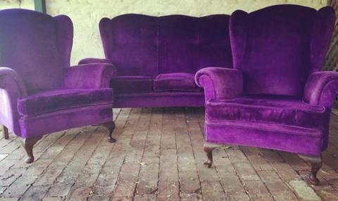 Purple velvet vintage lounge suite photography prop