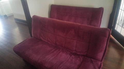Sofa Beds - 2x Maroon and 2x Blue