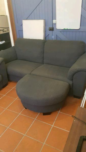 3 Seater navy fabric lounges with ottoman
