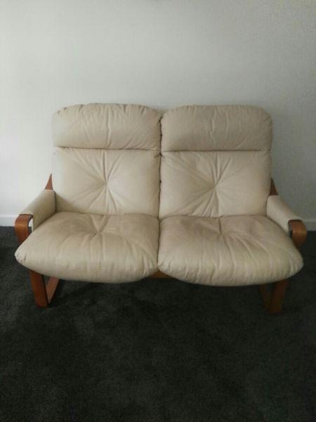 Tessa leather two seater lounge