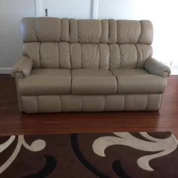 Lounge Suite Jason, leather, 3 seater & 2 single recliners
