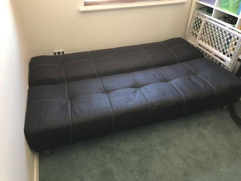 Leather look sofa bed