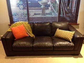 3 x 2 Leather lounge As New!