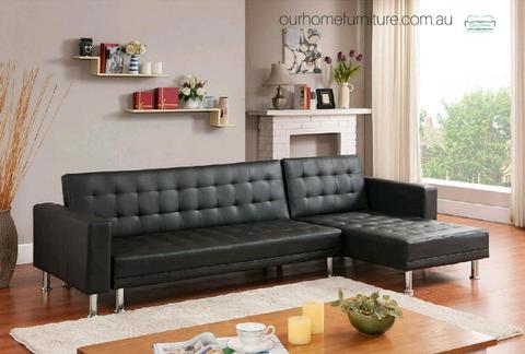 Brand New Sofa Bed Chaise Lounge LeatherLook Couch 1Year Warranty