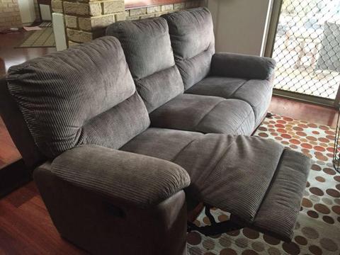 Sofa plush soft cord 3 seater with built in recliners