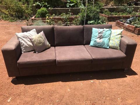 Three seater and two seater matching sofas with ottoman