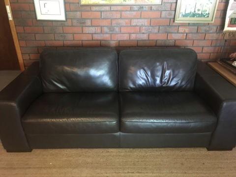 2 x 3 seater Leather Couch Sofa Lounge