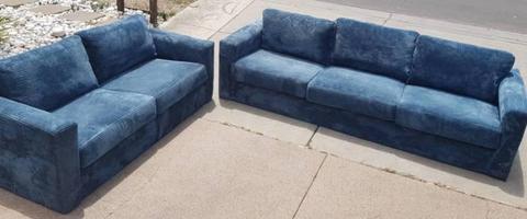 3 Seat and 2 Seat Couches - Blue