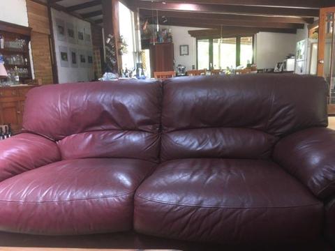 Leather 3 seater lounge