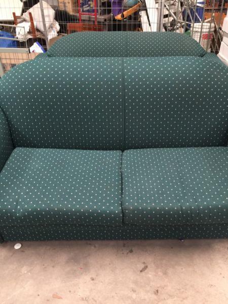 Lounge suite - 2 x 2.50 seaters - green material