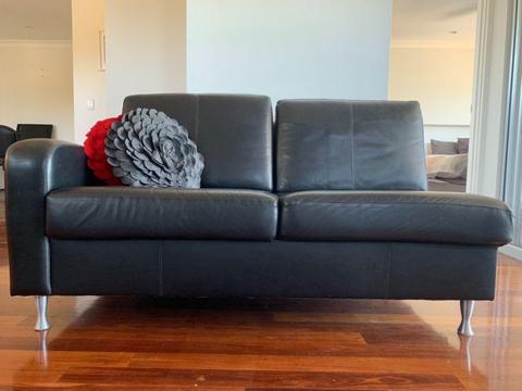 Freedom Black Modular Leather Sofa/ Couch