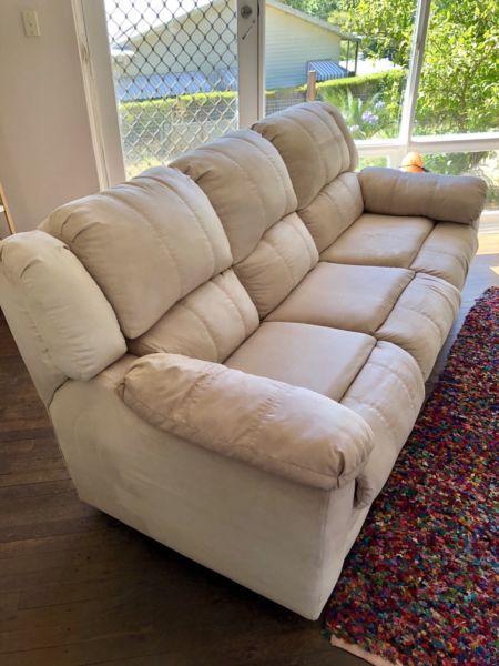 Cream Microsuede Couch/Sofa Set