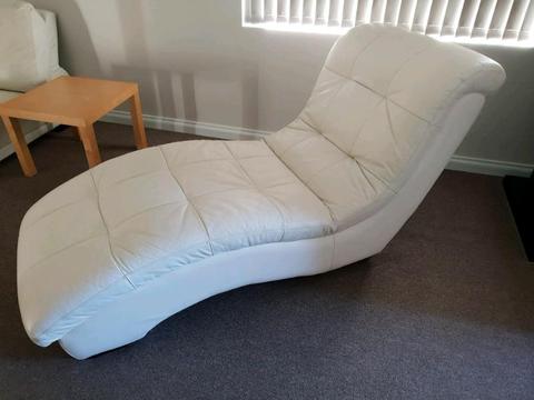 White leather chaise lounge