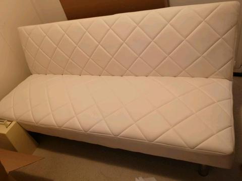 White leather-look futon