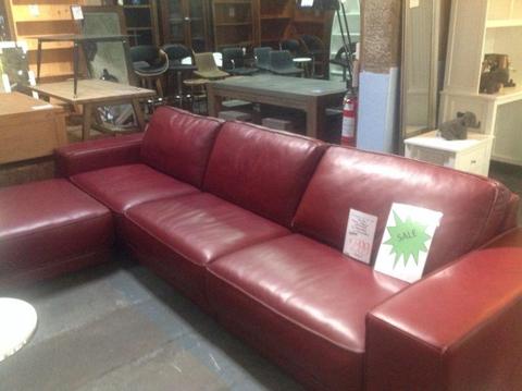 Leather lounge plus ottoman