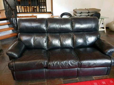 Black Leather 3 seater Couch
