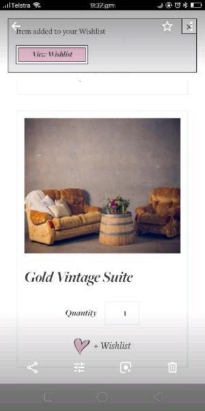 Gold vintage couches x3