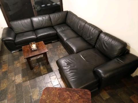 Harvey Norman genuine leather, corner lounge with chase $1290