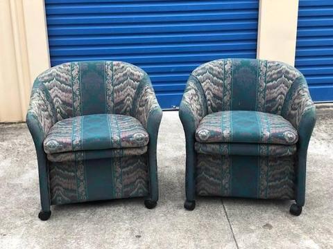 FREE DELIVERY pair Mid century vintage retro sofa tub chairs