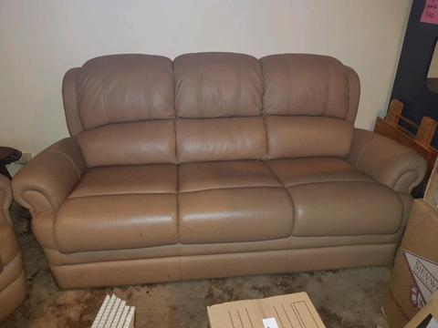Leather sofa couch lounge plus x 2 recliner armchairs