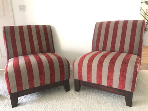 Upholstered Occasional chairs plus matching ottoman
