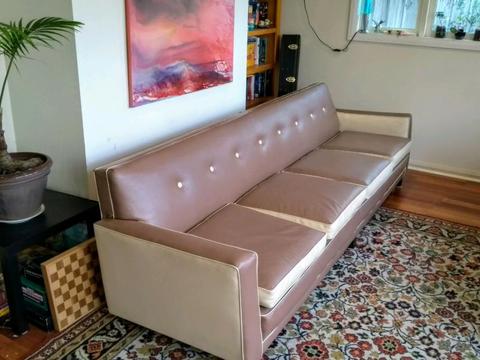 Couch - Leather - 4 Seater Large - Vintage/Retro Style