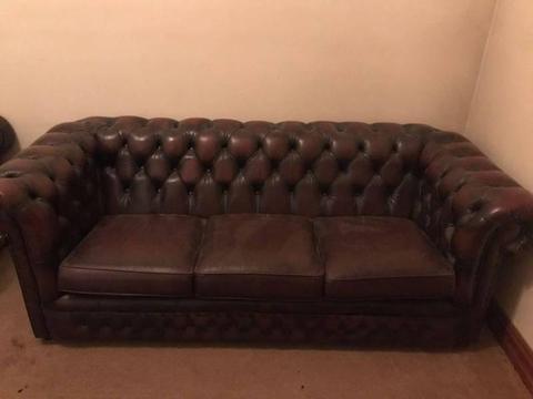 Leather 3 Seater Chesterfield Lounge