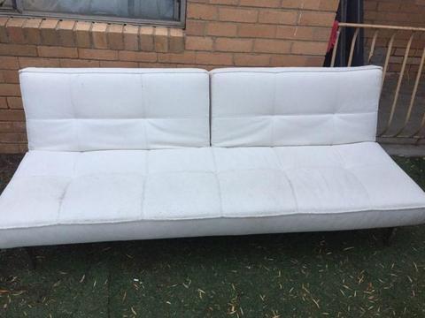 White leather bed couch