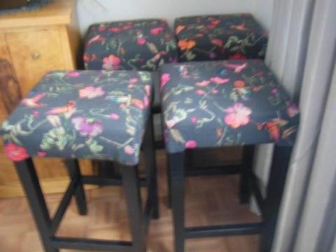 4 x Timber Bar Stools recently recovered