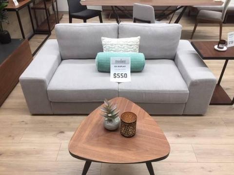 Modani Ex-Display 2-Seater Grey Fabric Sofa - WAS $899