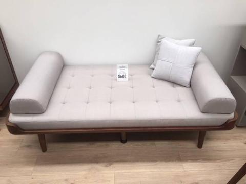 Modani Harriett Grey Fabric Day Bed/Chaise Lounge