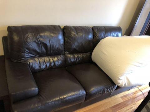 Dark brown leather couch/sofa/lounge set