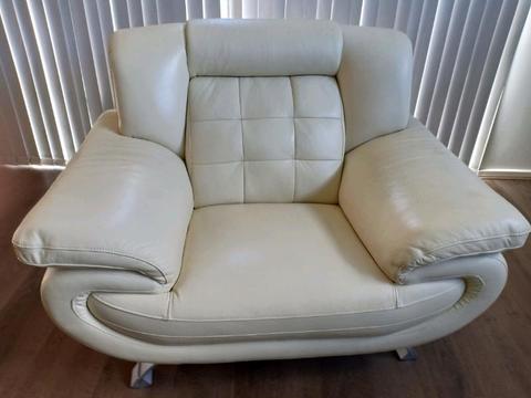 White leather couch set 3 seater and 1 seater